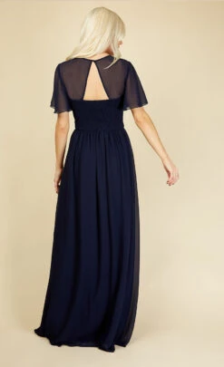 Little Mistress Russo Navy Angel Sleeve Maxi Dress -Occasion Couture Shop U20888D1A 4