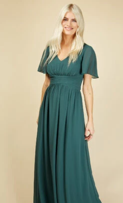 Little Mistress Russo Pine Angel Sleeve Maxi Dress -Occasion Couture Shop U20888D2A 2