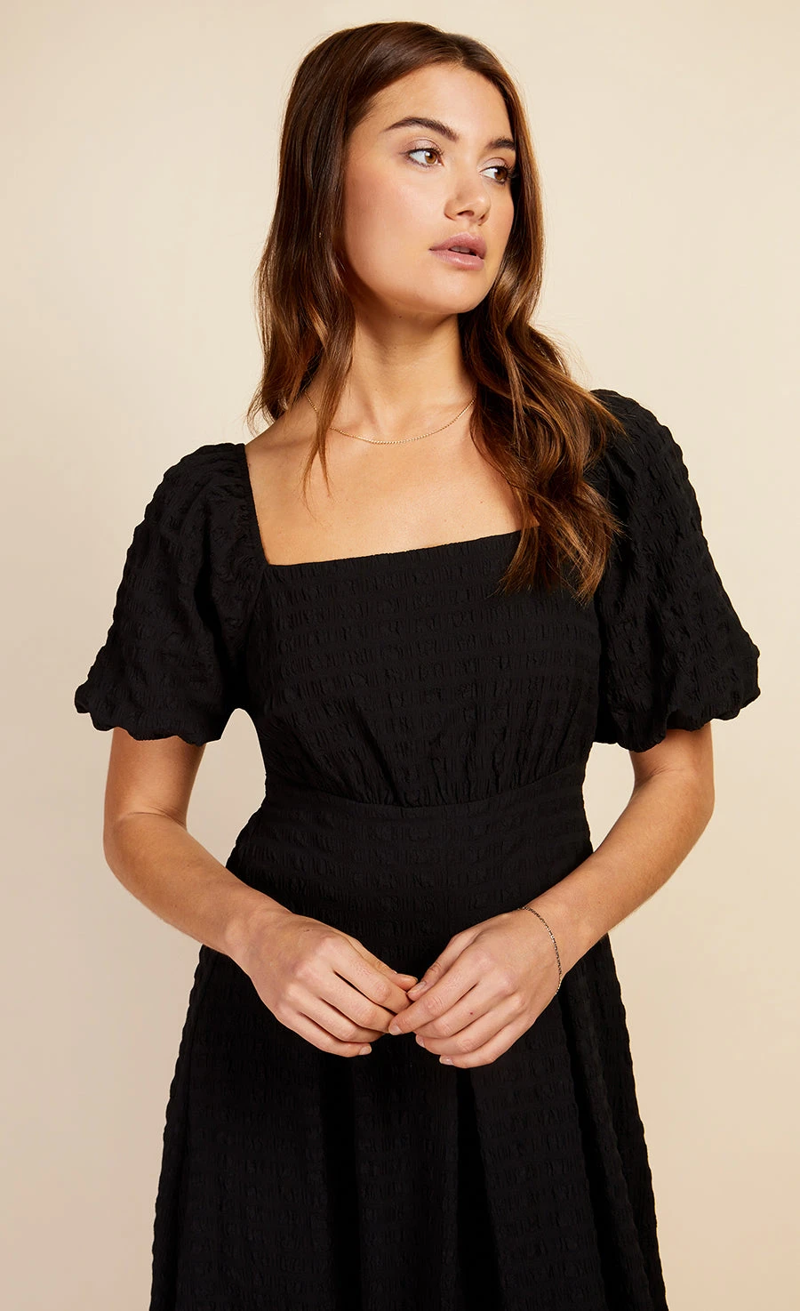 Little Mistress Black Texture Puff Sleeve Midaxi Dress By Vogue Williams 5 Little Mistress Black Texture Puff Sleeve Midaxi Dress By Vogue Williams - Image 3