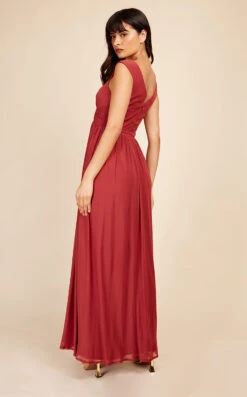 Little Mistress Gabi Marsala Lace Trim Maxi Dress -Occasion Couture Shop U33304D1A 4