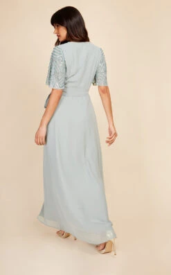Little Mistress Jodie Sage Embellished Wrap Maxi Dress -Occasion Couture Shop U33480D1A 4