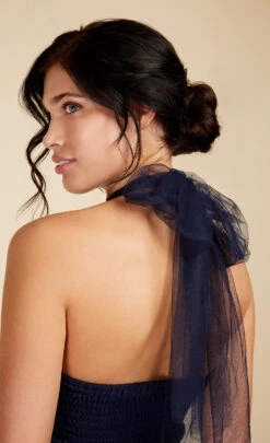 Little Mistress Navy Tulle Halter Midi Dress -Occasion Couture Shop U33591C1A 3