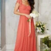 Little Mistress Coral Rose Embellished Sleeve Maxi Dress -Occasion Couture Shop U33593D1A