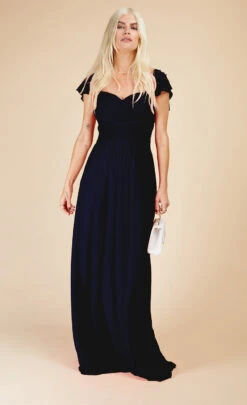 Little Mistress Navy Embellished Sleeve Maxi Dress -Occasion Couture Shop U33593D2A 1