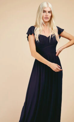 Little Mistress Navy Embellished Sleeve Maxi Dress -Occasion Couture Shop U33593D2A 2