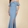 Little Mistress Steel Blue Twist Detail Bardot Maxi Dress -Occasion Couture Shop U33595D1A 1