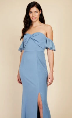 Little Mistress Steel Blue Twist Detail Bardot Maxi Dress -Occasion Couture Shop U33595D1A 2