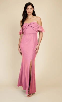 Little Mistress Rose Quartz Twist Detail Bardot Maxi Dress -Occasion Couture Shop U33595D2A 1
