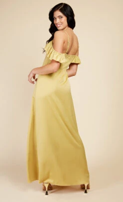 Little Mistress Yellow Frill Cold-Shoulder Maxi Dress -Occasion Couture Shop U33596D1A 4