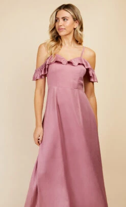 Little Mistress Rose Quartz Frill Cold-Shoulder Maxi Dress -Occasion Couture Shop U33596D2A 2