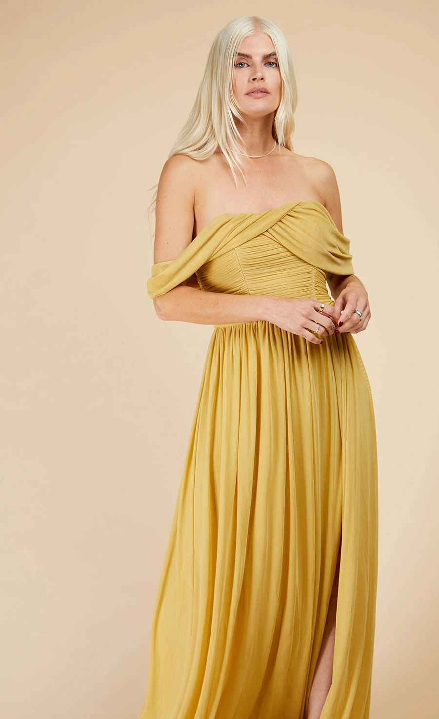 Little Mistress Yellow Draped Sleeve Maxi Dress 6 Little Mistress Yellow Draped Sleeve Maxi Dress - Image 4