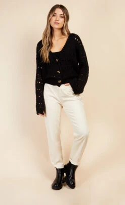 Little Mistress Black Open Knit Cardigan By Vogue Williams -Occasion Couture Shop U34231Q2A 1