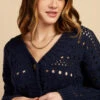 Little Mistress Navy Open Knit Cardigan By Vogue Williams -Occasion Couture Shop U34231Q3A 3