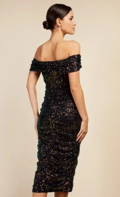 Little Mistress Hoxton Sequin Bardot Ruched Bodycon Midi Dress -Occasion Couture Shop U34289C1A 4
