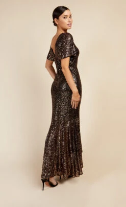 Little Mistress Black And Gold Sequin Fishtail Maxi Dress -Occasion Couture Shop U34291D1A 4