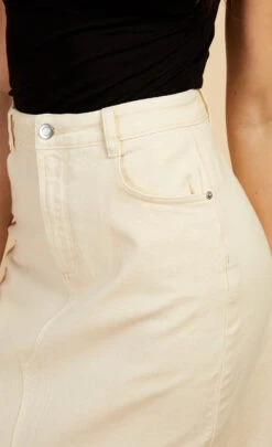 Little Mistress Cream Denim Midaxi Skirt By Vogue Williams -Occasion Couture Shop U34468R2A 3