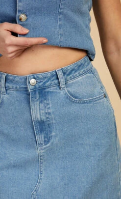 Little Mistress Mid-Blue Denim Midaxi Skirt By Vogue Williams -Occasion Couture Shop U34468R3A 3