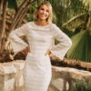 Little Mistress Cream Crochet Knit Midaxi Dress By Vogue Williams -Occasion Couture Shop VogueMallorcaDay2 4